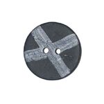 Button - 22mm Coconut Shell Silver Cross - Black