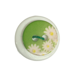 Button - 34mm Poly White Daisy Green
