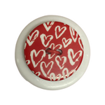 Button - 18mm 2 Hole Laser Etched Hearts Red