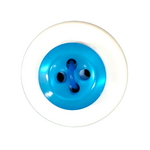 Button - 12mm 4 Hole Thick Shiny - Bright Blue