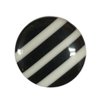 Button - 14mm Thin Striped Shank - Black/White
