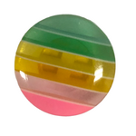 Button - 14mm Thin Striped Shank - Pink/Yellow/Green