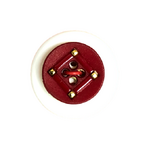 Button - 15mm Nylon Gold Square Pattern - Red