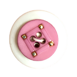 Button - 15mm Nylon Gold Square Pattern - Pink