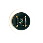 Button - 15mm Nylon Gold Square Pattern - Green