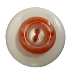 Button - 12mm 2 Hole Striped Edge Orange