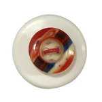 Button - 12mm 2 Hole Striped Edge Red