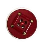 Button - 25mm Nylon Gold Square Pattern - Red