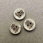 Button - 12mm Coconut Fern etch
