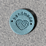 Round Microfibre Handmade with Love Teal 25mm