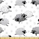 Fabric - Lewe the Ewe - Leaping Sheep White Fat Quarter
