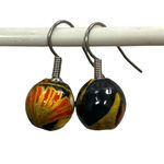 Black and Red Flowers Paper Earrings