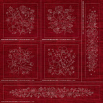 WF00-CH Wildflower Collection Sashiko Master Panel – Cherry Red