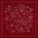 Wildflower Bouquet Sashiko Panel - Red