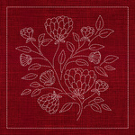 Wildflower Chrysanthemum Sashiko Panel - Red