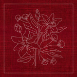 Wildflower Daffodil Bouquet Sashiko Panel - Red WF03