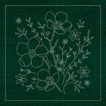 WF04 - Blossom (13" Sashiko Panel) - Olive Green