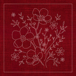 WF04 – Blossom (13" Sashiko Panel) - Red