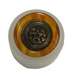Button - 15mm Round brown ant gold embelished