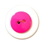 Button - 15mm Round Shiny Fluro Pink