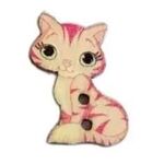 Button - 30mm Cat - Pink