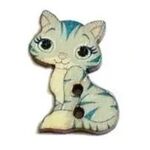 Button - 30mm Cat - Blue