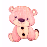 Button - 30mm Teddy - Pink