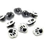 Button - 14mm Paw Print - Black