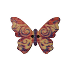 Button - 25mm Wooden Butterfly - Pink