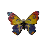 Button - 25mm Wooden Butterfly - Yellow/Blue