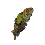 Button - 40mm Wooden Feather - Multi