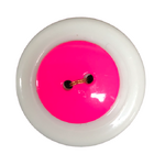Button - 20mm Round Shiny Fluro Pink