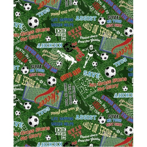 Fabric Piece - Soccer Star Fabric - Green