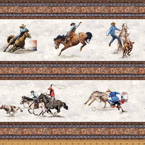 Rodeo Dreams – Western Border Print Fabric (10” Scenic Rows)