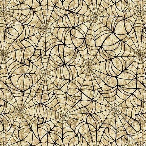 Fabric - Creepsville - 30206-A - Spiderweb - Tan