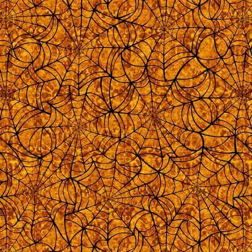 Fabric - Creepsville - 30206-O - Spiderweb - Pumpkin