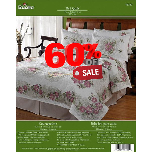 Bed Quilt Embroidery Kit Rose & Lace