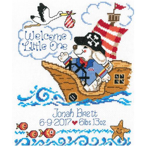 Pirate Birth Record Cross Stitch Pattern