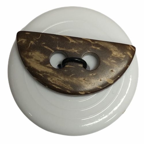 Button - 18mm Half Round Mottled Brown