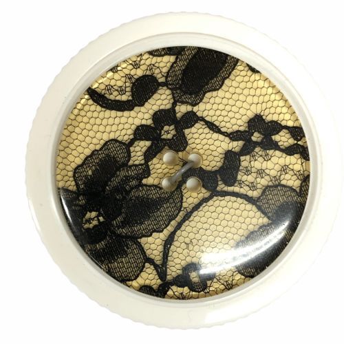 Button -Large Black and Yellow lace