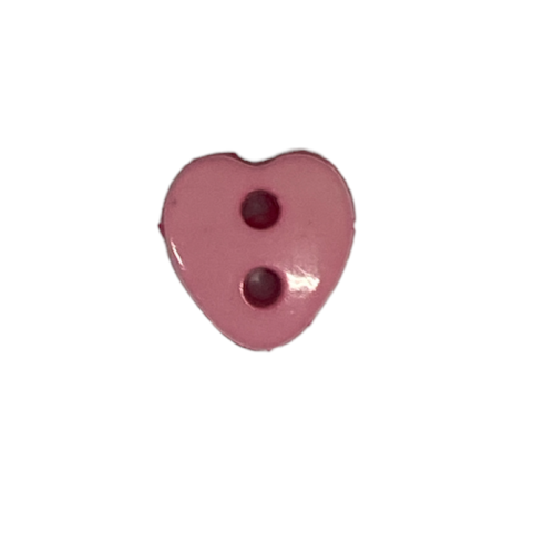 Button - 6mm Heart Pink