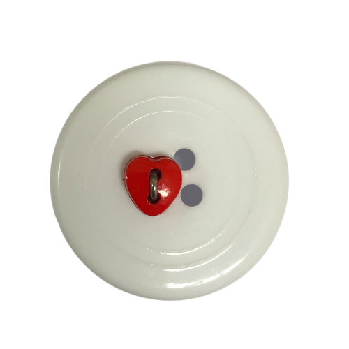 Button - 6mm Heart Red