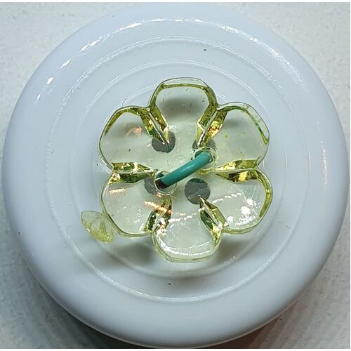 Button - 15mm Yellow Clear Flower