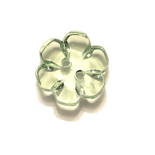 Button - 15mm Flower Clear Green