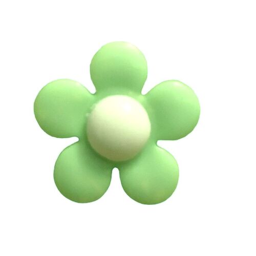 Button -  18mm Flower Green/White
