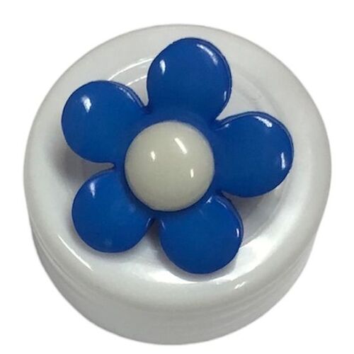 Button - 18mm Flower Blue/White