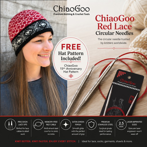 ChiaoGoo Stainless Steel Red Lace Circular Needles