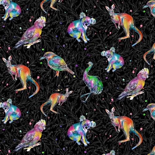 Fabric - Splash of Colour - 102 Animals Black