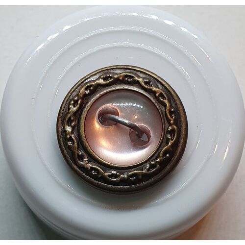 Button - 13mm Antique Gold/Pink