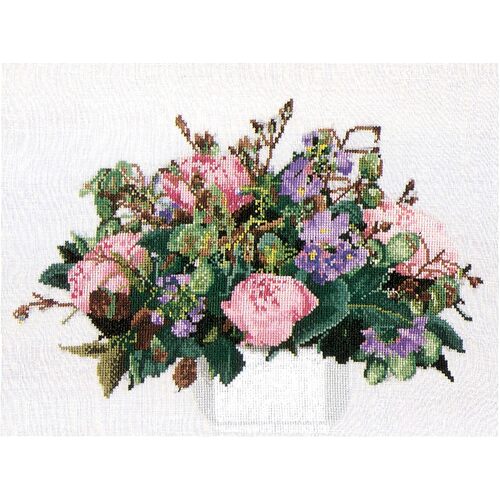 Thea Gouverneur Cross Stitch Kit - #1080 Bouquet Pioenen